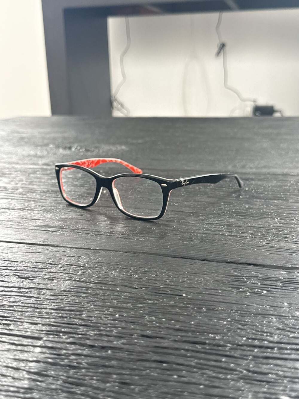 Ray-Ban RB 5228 2479 Eyeglasses 53x17 140 Black Red Logo Print